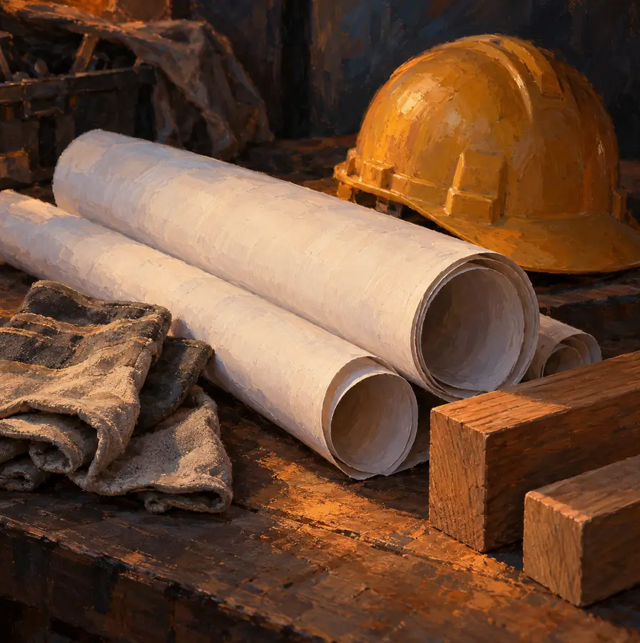Illustration of construction businesses equipment and workspace